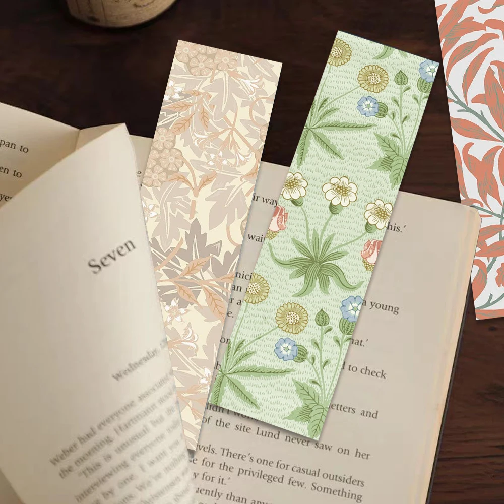 30PCS Morris's Floral Doodle Bookmarks Read Pages Tagged Books Tagged Diary Notebooks Tagged Student Supplies Gift Cards