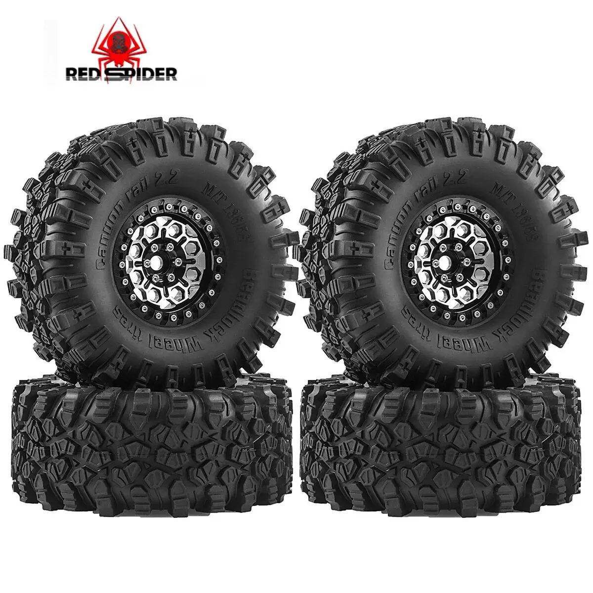 RC Crawler 2.2‑Inch Beadlock Honeycomb Wheel Tire Set Customized For MJX H8P YK4083 AXP8 1/8 RC Truck Upgrade Mod Accessories