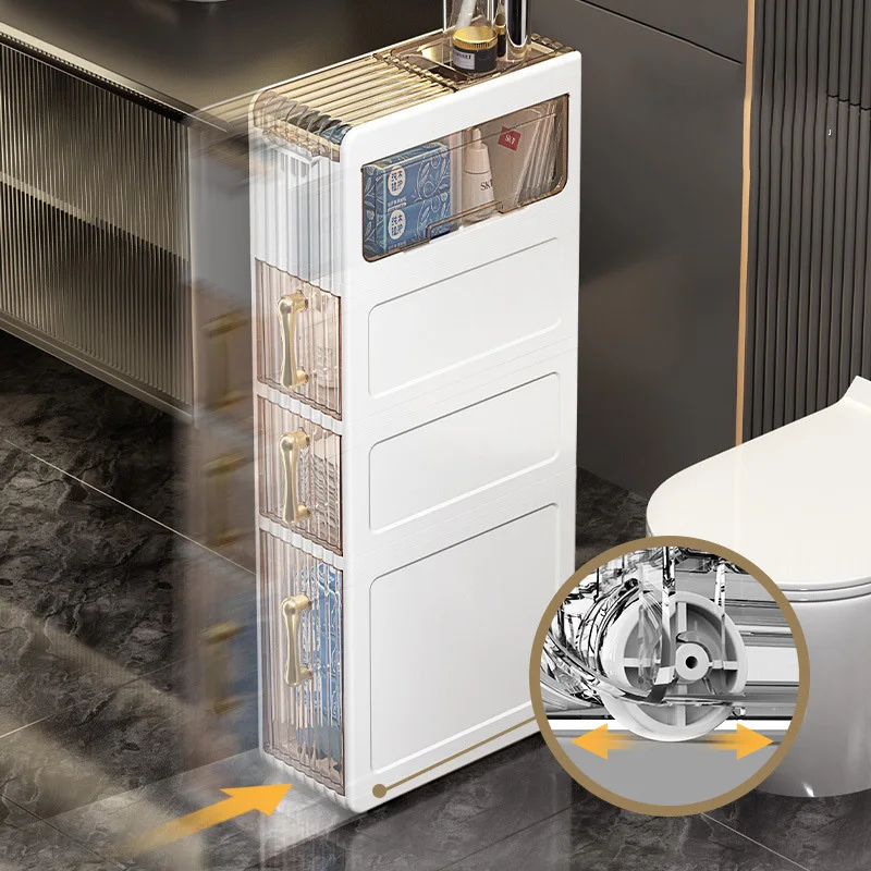 Luxury Bathroom Cabinet Toilet Drawer-Type Slotted Storage Cabinet Home Multi-Layer Ultra-Narrow Acrylic Organizer and Storage