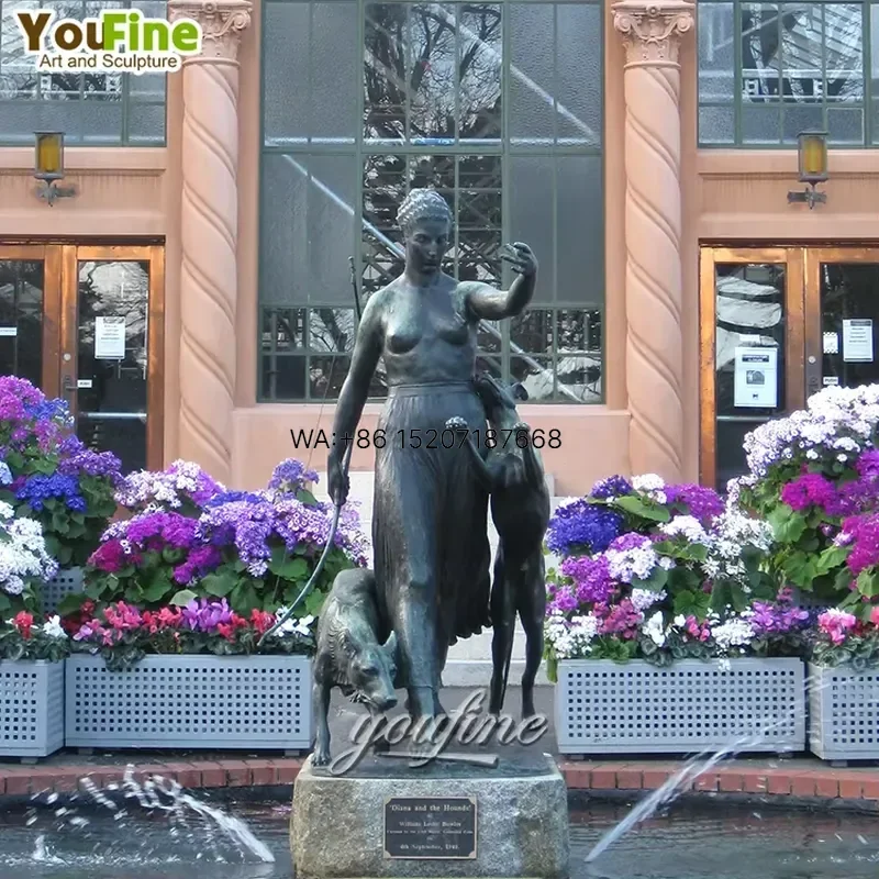 Wmwmnu Life Size Bronze Goddess Diana Hunting with Deer Statue Sculpture for Outdoor Garden Yard Decor Art Figurine