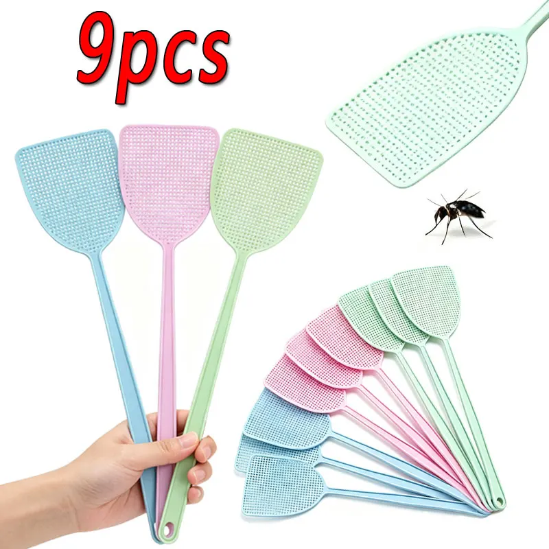 1-9pc Unbreakable Fly Swatter Heavy Duty Extra Large Wide Surface with Reinforced Frame & Flexible Handle Effective Pest Control