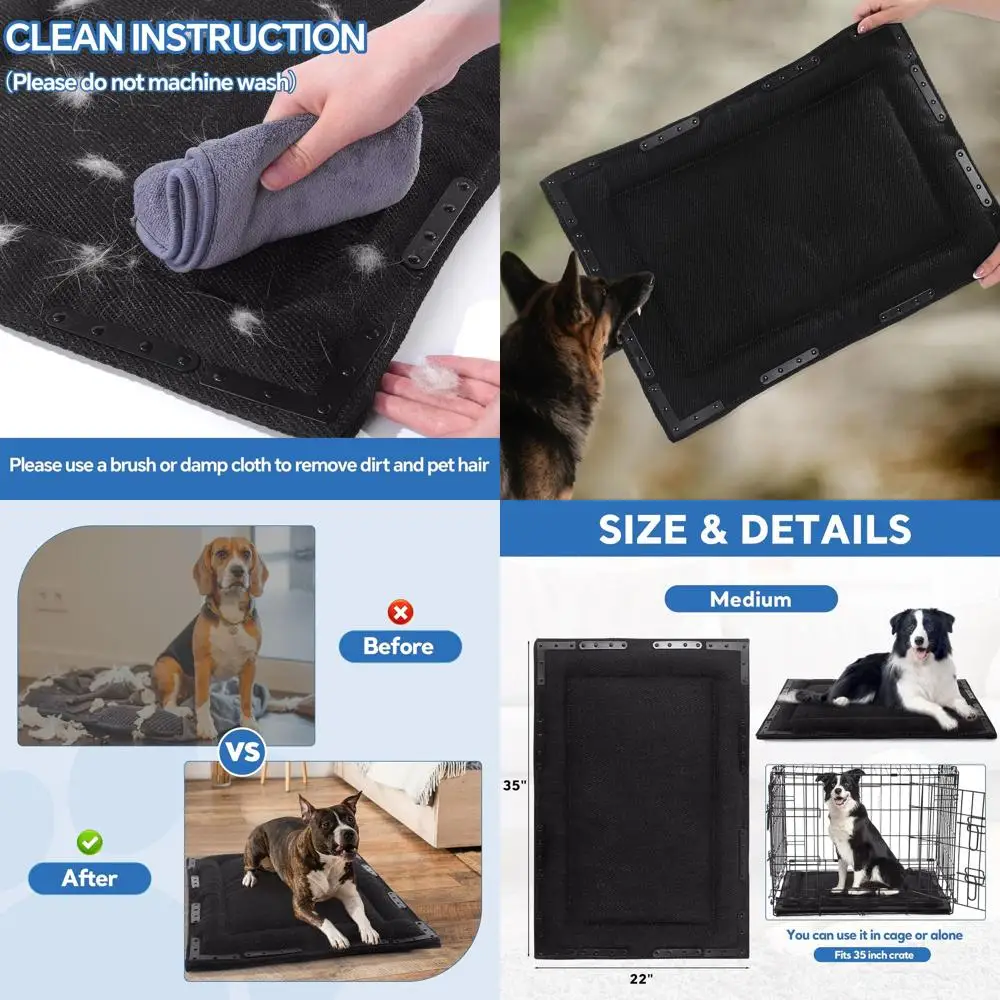 

Durable Chew-Resistant Dog Bed with 14 Rivets - Thick, Waterproof Mat for Aggressive Chewers, 35x22