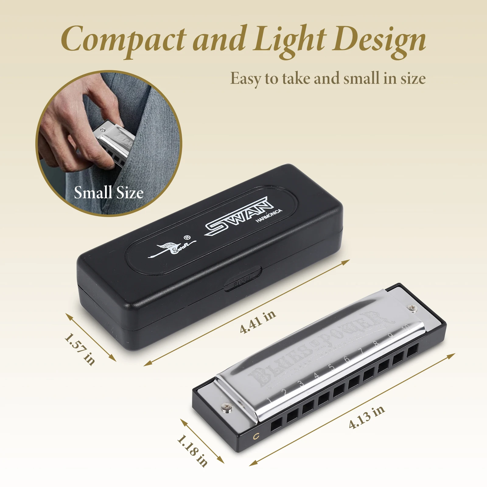 Diatonic Blues Harmonica with Case for Students