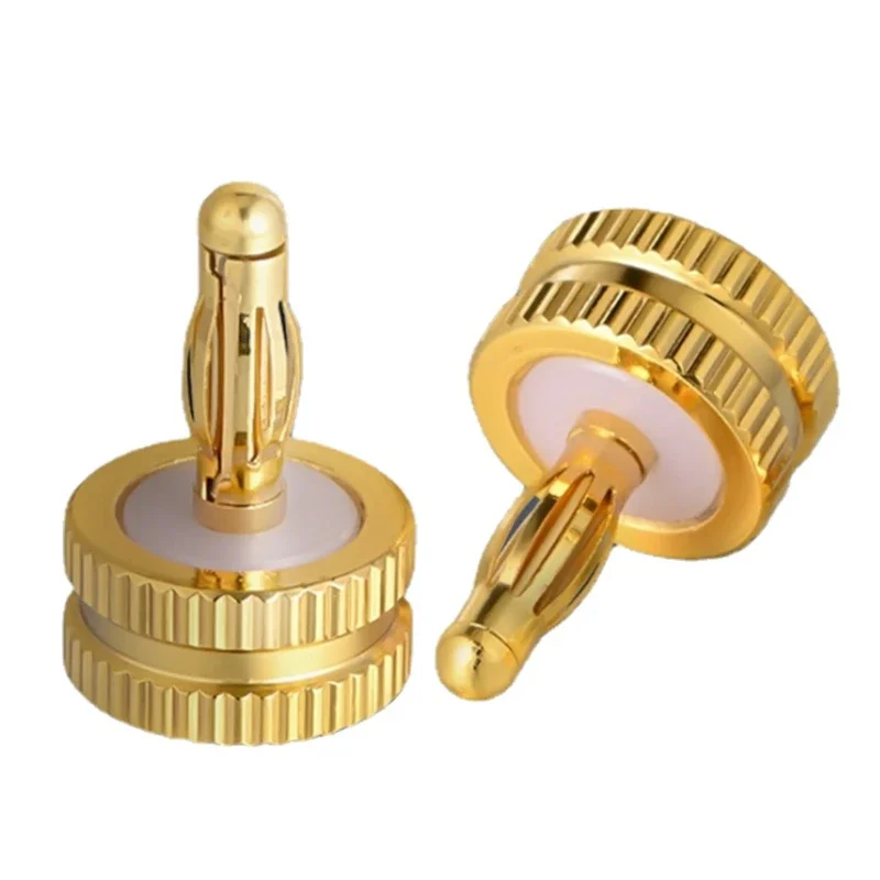 2pcs Gold-plated Brass Terminal Protection Sleeve Audio Antioxidant Shielding Terminal