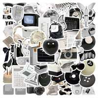 30/60PCS Ins Style Apathy Black White Simple Decals Cute Stickers Aesthetic Phone Notebook Suitcase Laptop Fridge Wall Stickers