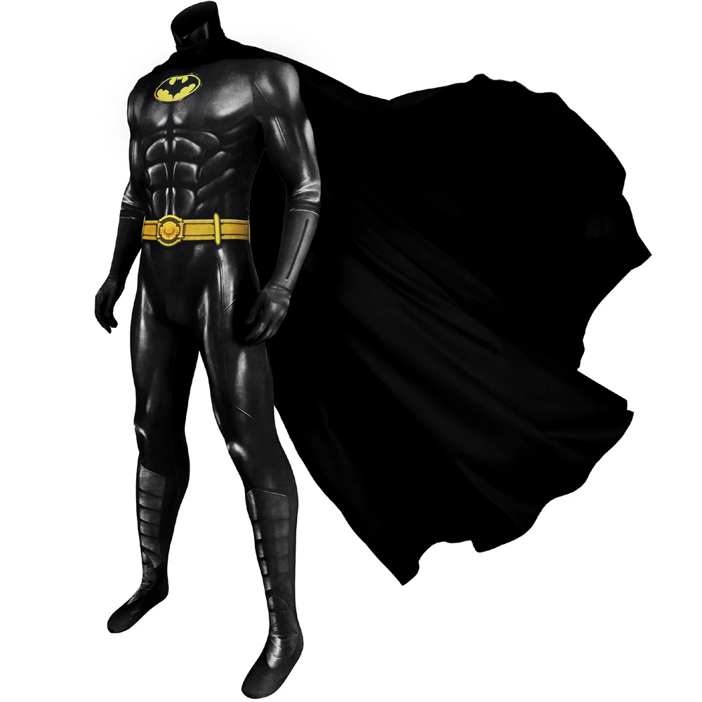 

Newest Movie Superhero Outfit Halloween Carnival Bruce Wayne Cosplay 3D Print Jumpsuit With Cape Michael Keaton Costume