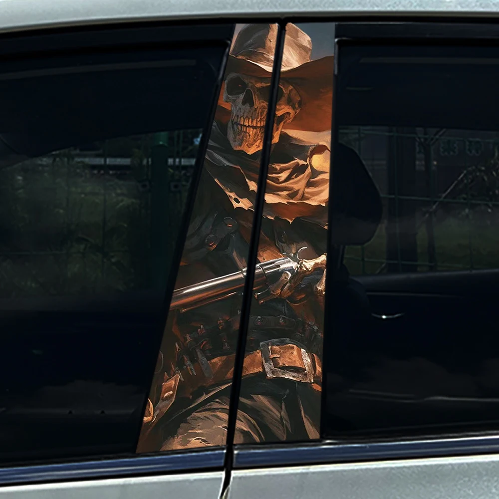 

2 шт. наклеек на центральную стойку автомобиля в стиле ковбоя-снайпера, водонепроницаемые виниловые наклейки в западном стиле, персонализированный декор для авто