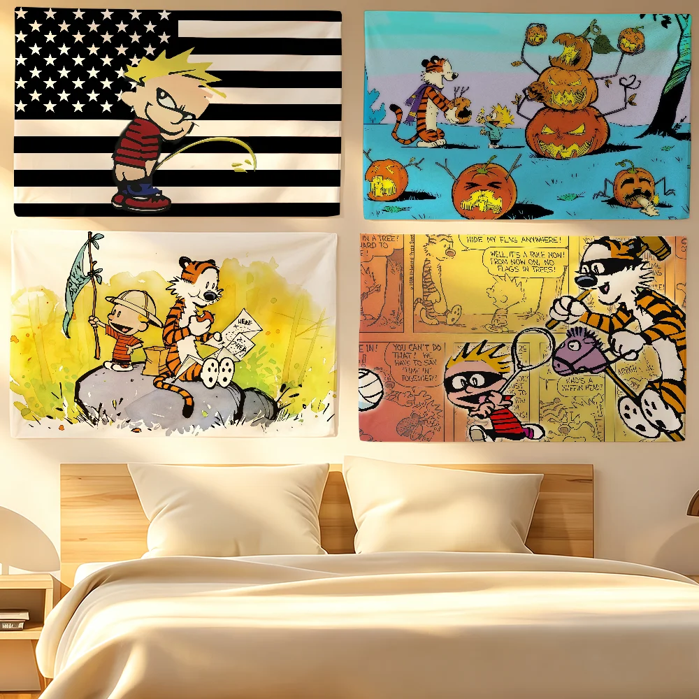Book C-Calvin And H-Hobbes Flag Banner For Classroom Dormitory Camping Picnic Party Cheering Home Indoor Outdoor Decor