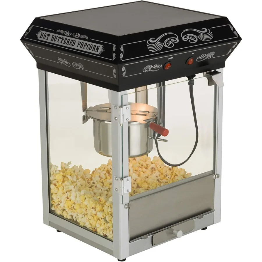 

Carnival Style 4Ounce Hot Oil Popcorn Machine Black for Outdoor Events Festivals and Food Trucks Efficiently Produces Crispy Fl