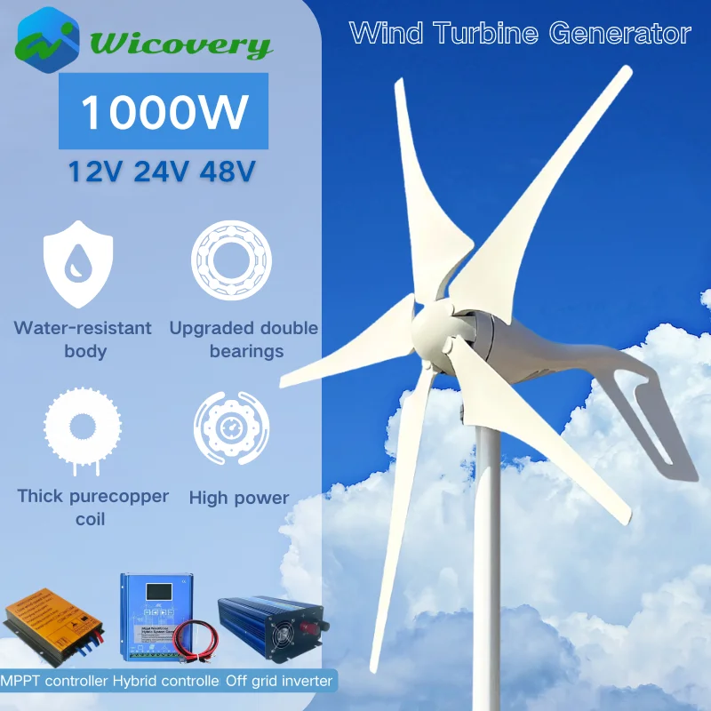 

Генератор ветряной турбины 2000 Вт 1000 Вт 12 В 24 В Генератор ветряной мельницы для лодки с контроллером MPPT Низкий уровень шума Низкая скорость ветра Запуск