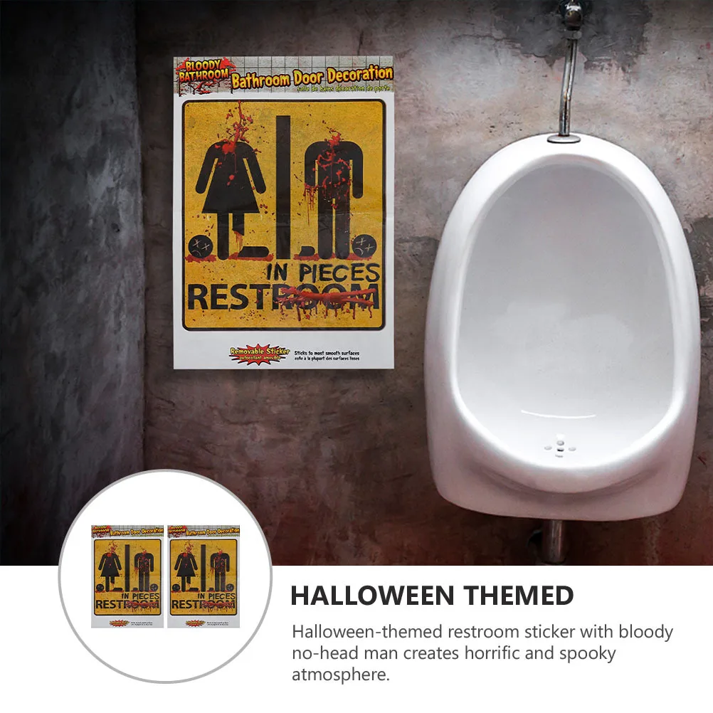 

2pcs Toilet Stickers Pvc Decal Horror Design For Halloween Bathroom Wall Window Decor Haunted House Party Sticker Self-Adhesive