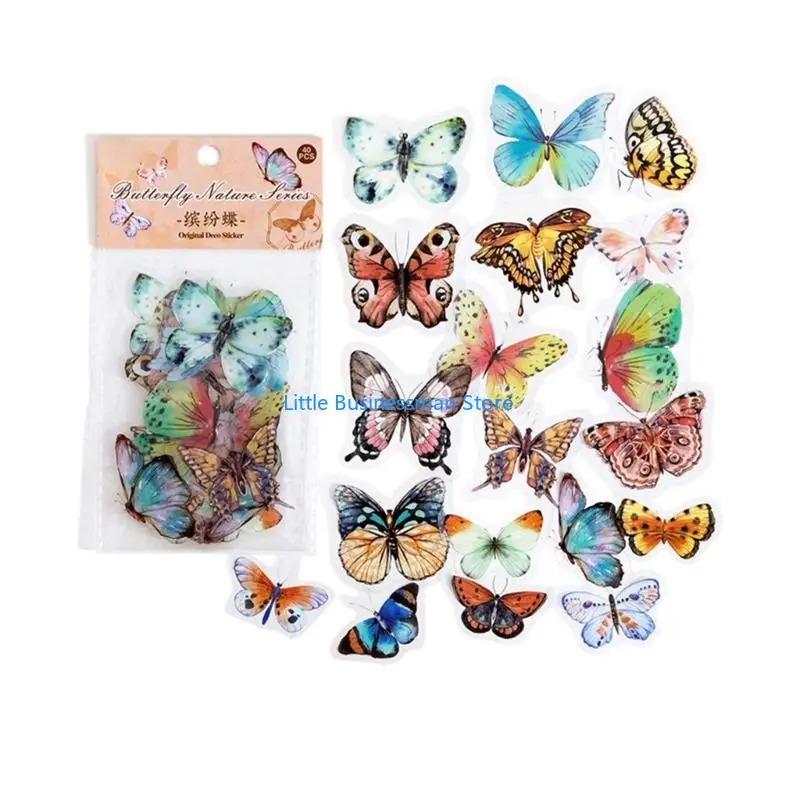 320 Stück Butterthema Journaling Aufkleber für Scrapbooking Notebook Tagebücher Telefon M76A – Detail 5