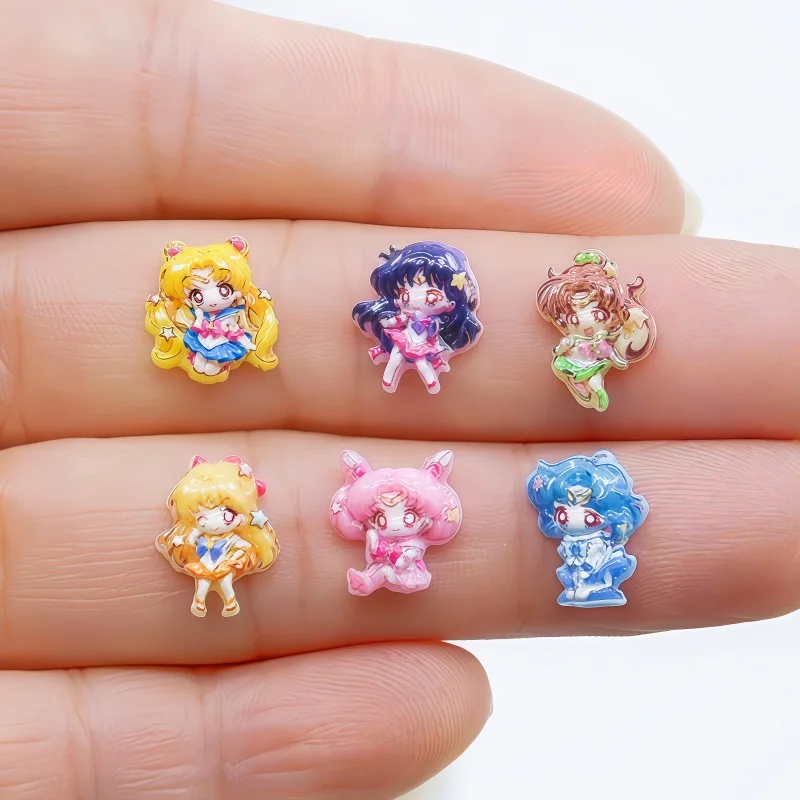 20個入り レジン製 ミニセーラームーン 月野うさぎ ネイルチャーム アート フラットバック アクリル フィギュア DIY ミニチュア デコレーション クラフト