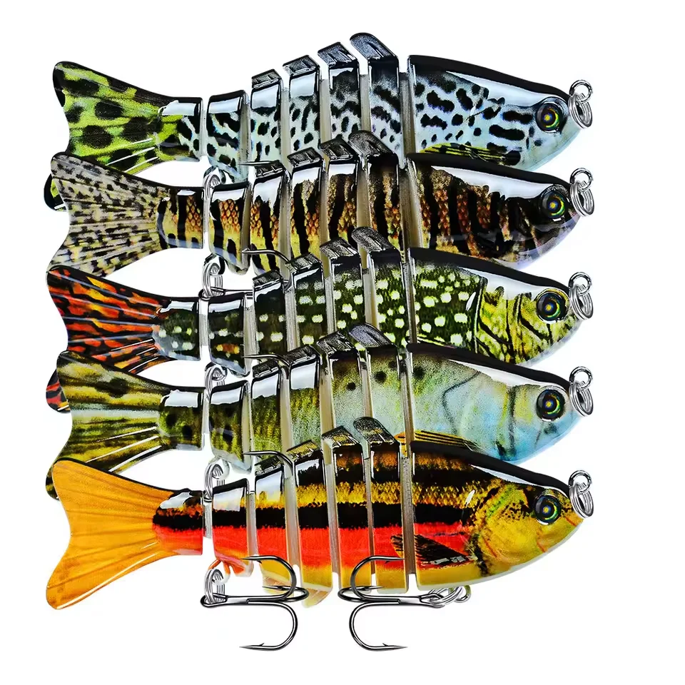 Swimbait multi-articulé, leurre de pêche au bar segmenté à coulage lent, leurre de pêche pour eau douce et salée, Kit d'appâts de pêche