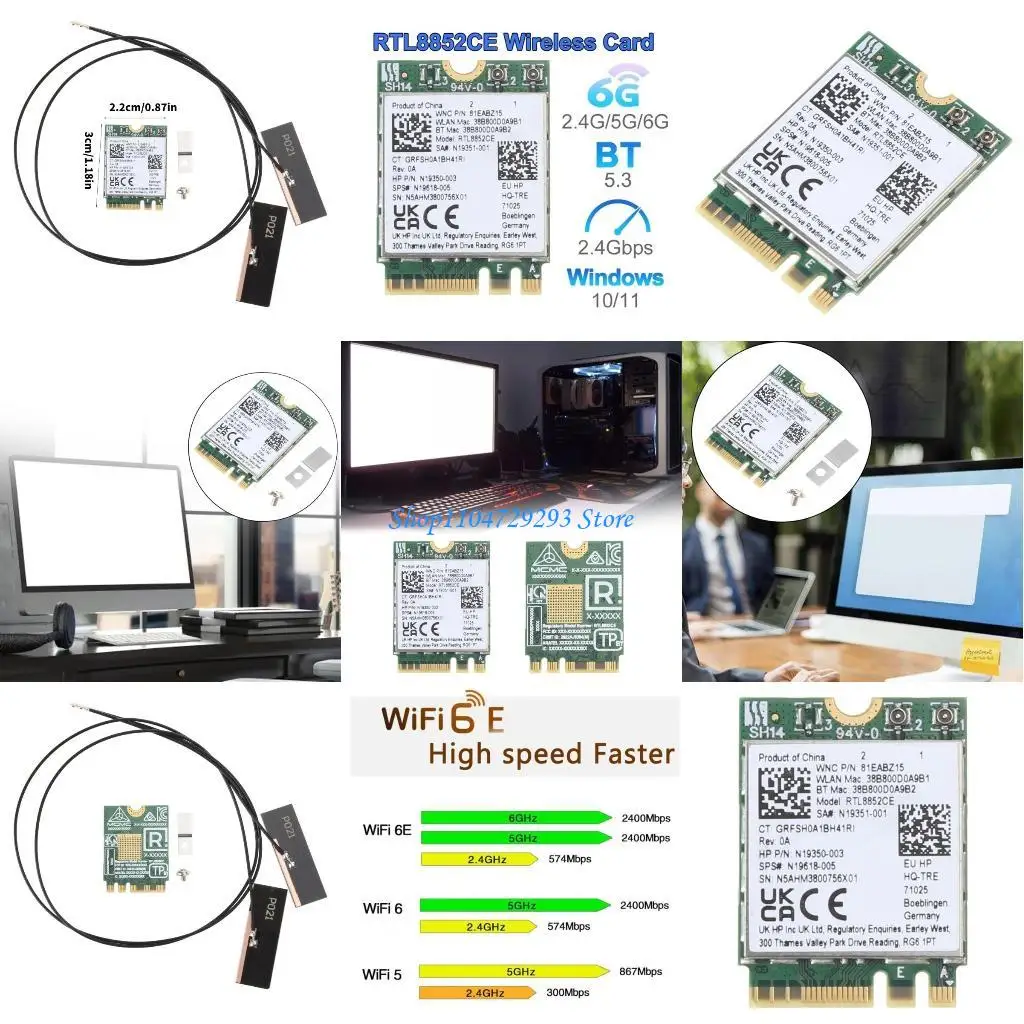 

Y2GD RTL8852CE WIFI 6E приемник Triband 2,4/5/6 ГГц 5400 Мбит/с BT5.3 Беспроводная карта беспроводной