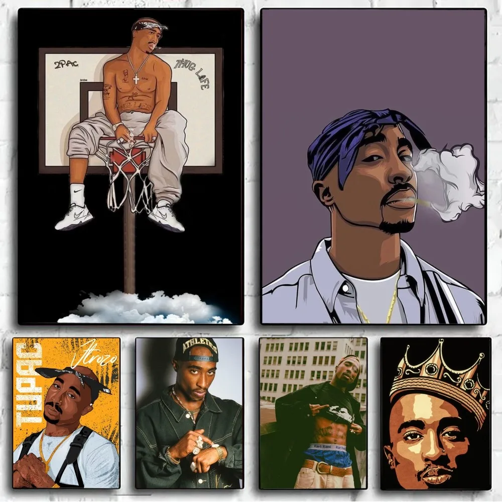 Rapper 2PAC Poster No Framed Poster Kraft Club Bar Paper Vintage Poster Wall Art Painting Bedroom Study Stickers