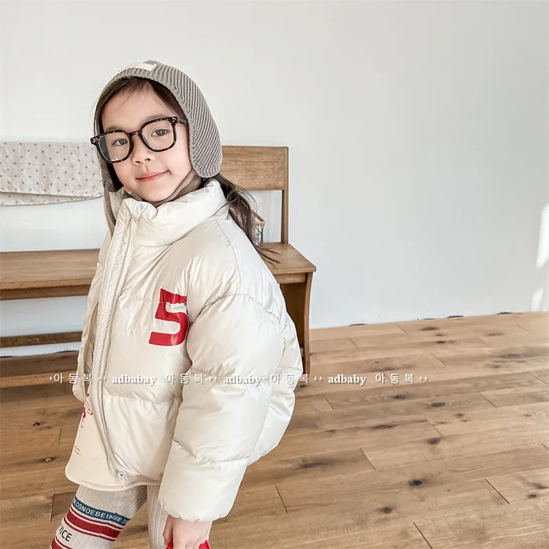 Girls Down Coat Children 2024 New Winter Collection Fashion Simple Casual Down Coat Korean Simple Style Clothes Top Girls