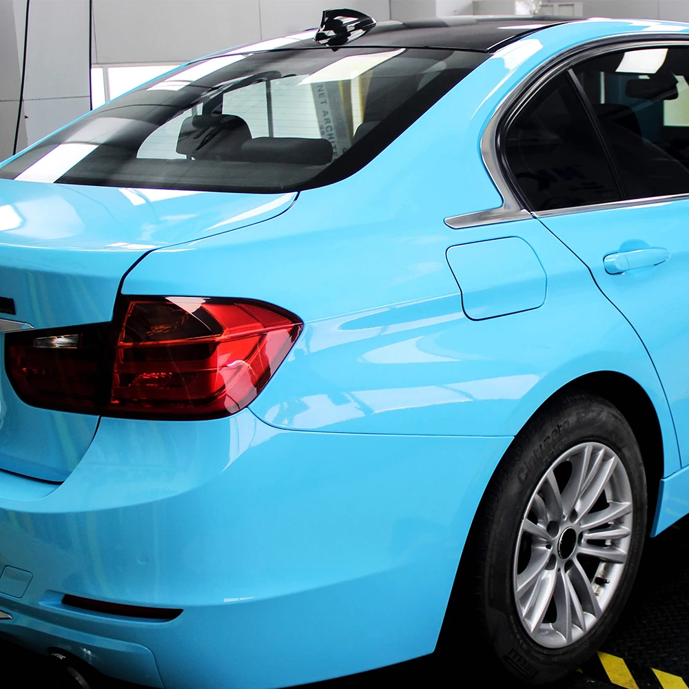

Премиум глянцевая небесно-голубая ПЭТ-пленка виниловая пленка для всего тела автомобиля наклейка изменение цвета DIY защитная пленка наклейка автоаксессуары