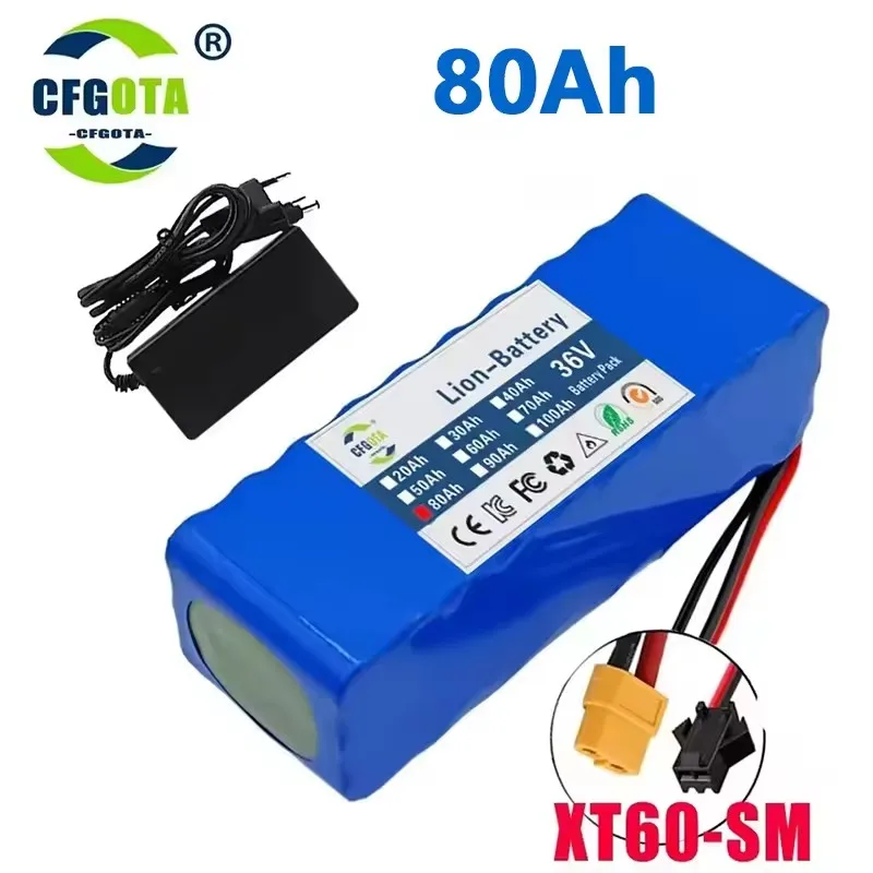 36V 100Ah 18650 battery pack 10S3P 100000mAh built-in 15A BMS, 250W-500W battery+42V 2a charger image 3