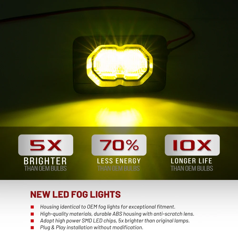 For Ford F-250 F-350 F-450 F-550 Super Duty 2017 2018 2019 2020 2021 2022 F-150 4300K Yellow LED Offroad Driving Fog Lights