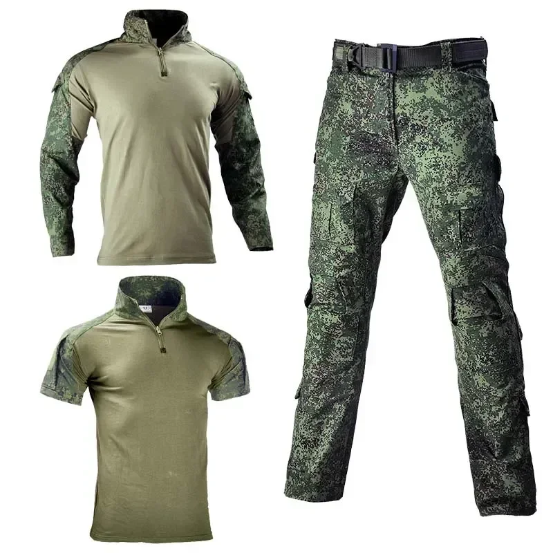 Pads Safari  Clothing With Camo Shirt Cargo Airsoft Training Uniform Pants Men Russia Paintball Wild Sparring