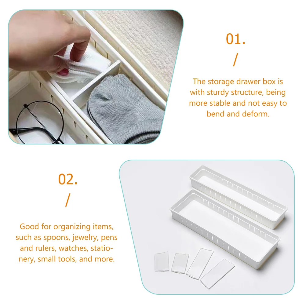 

2Pcs Divided Storage Box Kitchenware Bathroom Bedroom Closet ganizer Safe PP Material Adjustable Dividers Clutter Tray