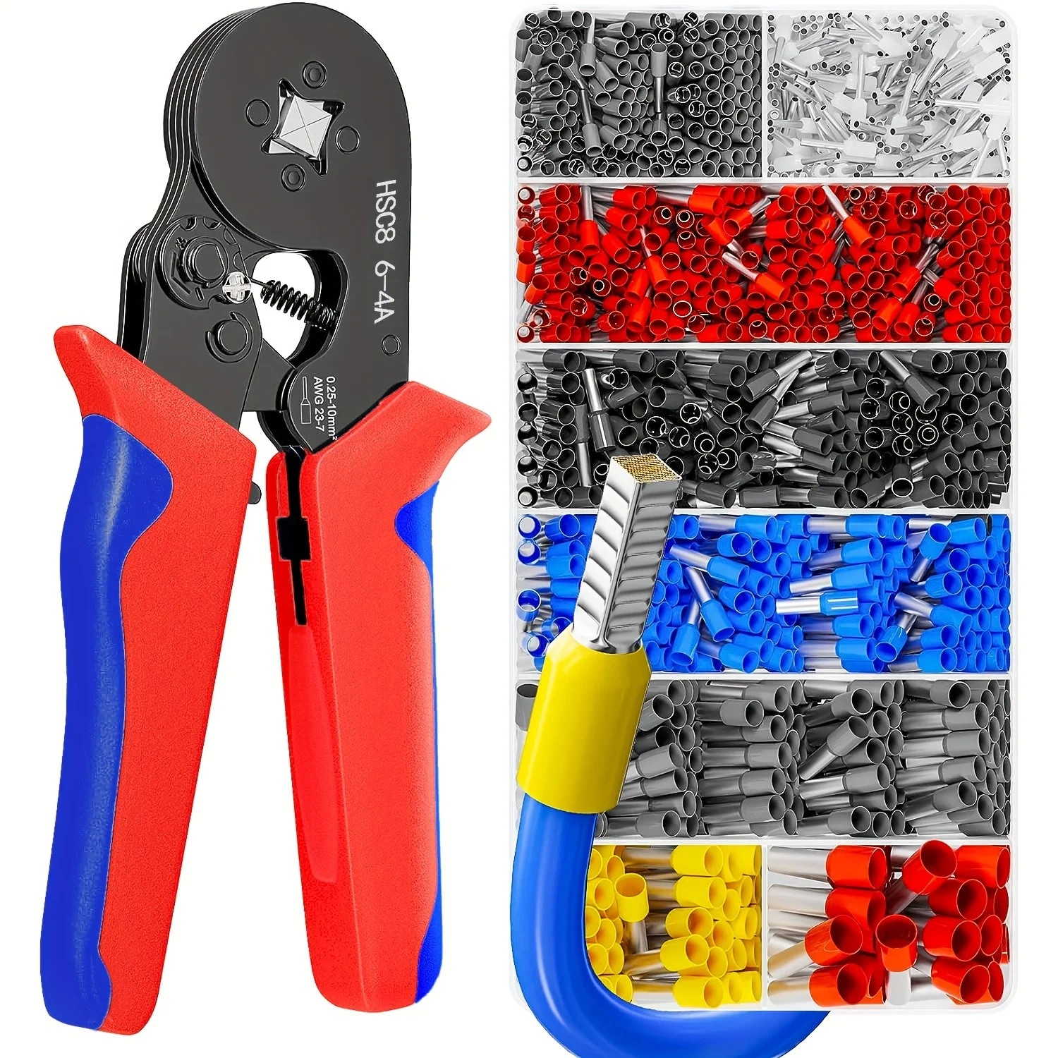 1 Set Ferrule Crimping Tool Kit, Tubular Clamp Crimping Pliers Electrical Terminals f