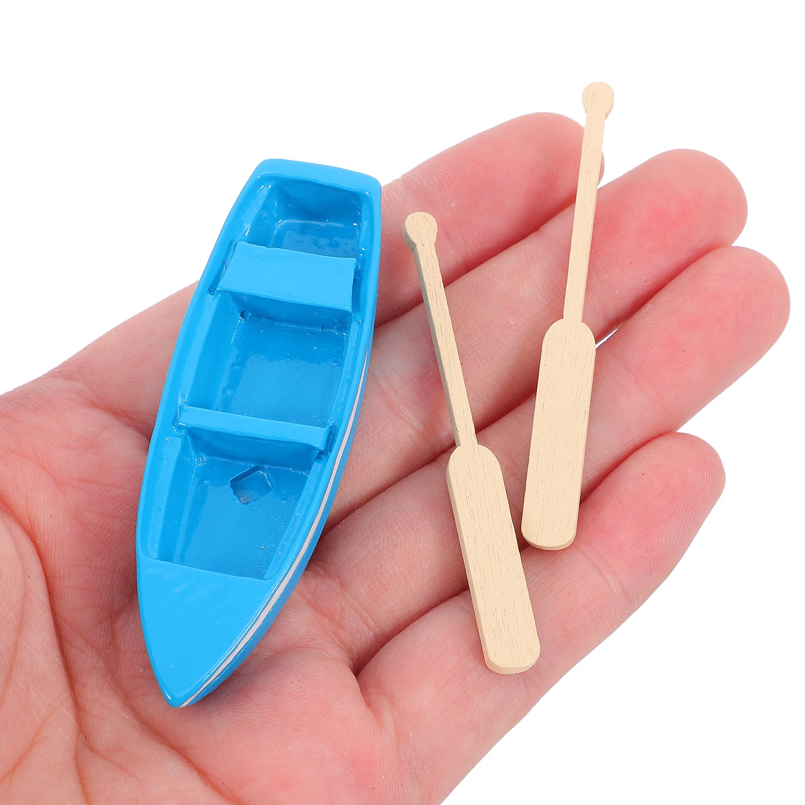 

3 Sets Micro-landscape Oars Mini Ornament Resin Boat Blue Ornaments Toy Simulation Home Scene Layout Model Child