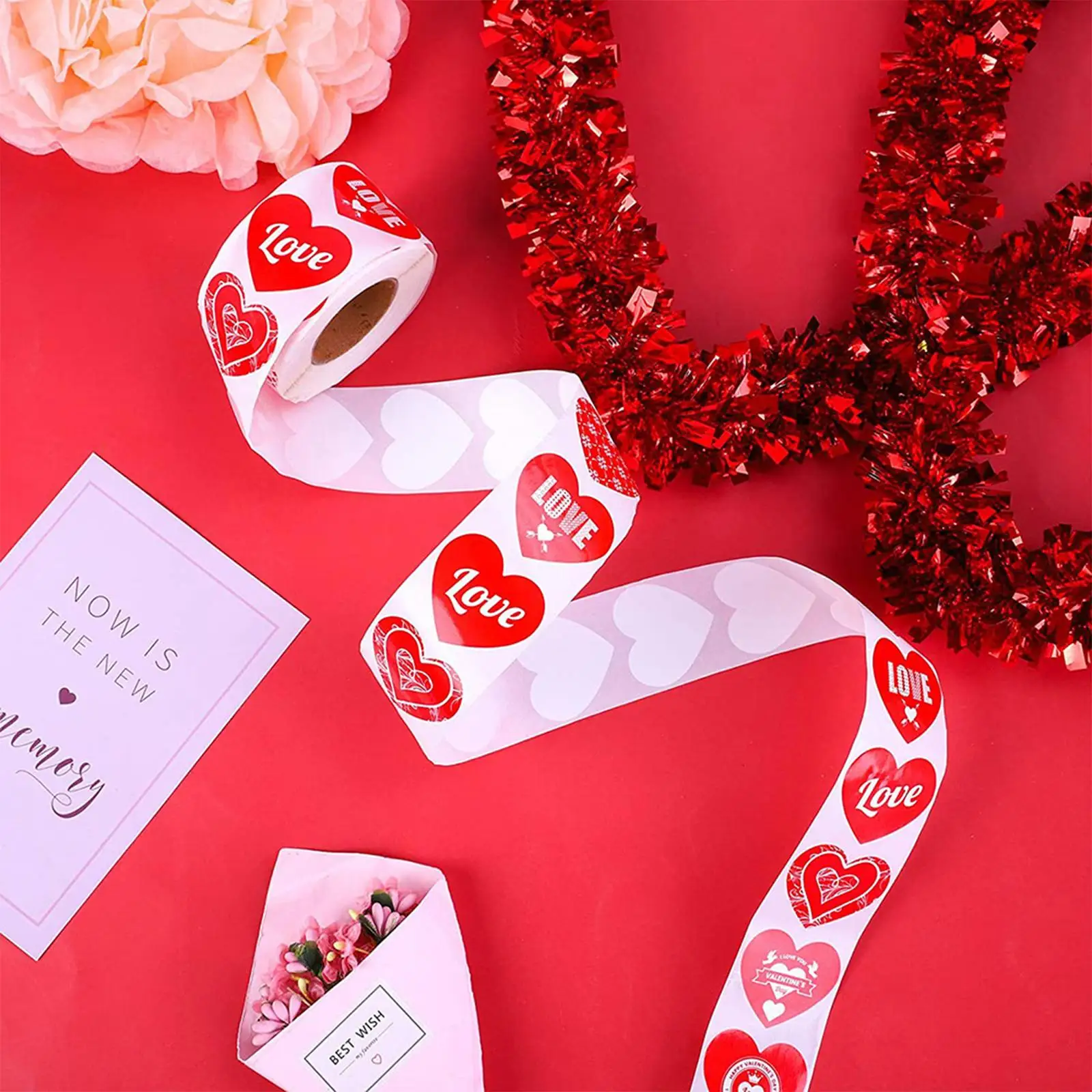 500Pcs Heart Shaped Stickers Labels Valentine Tags Stickers Gift Boxes Bookmarks New Year