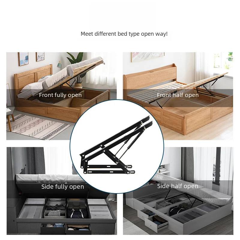 2-person Bed Frame Adjustable Hydraulic Rod Extension Use Air Pressure Rod High Box Bed Lift Home Furniture