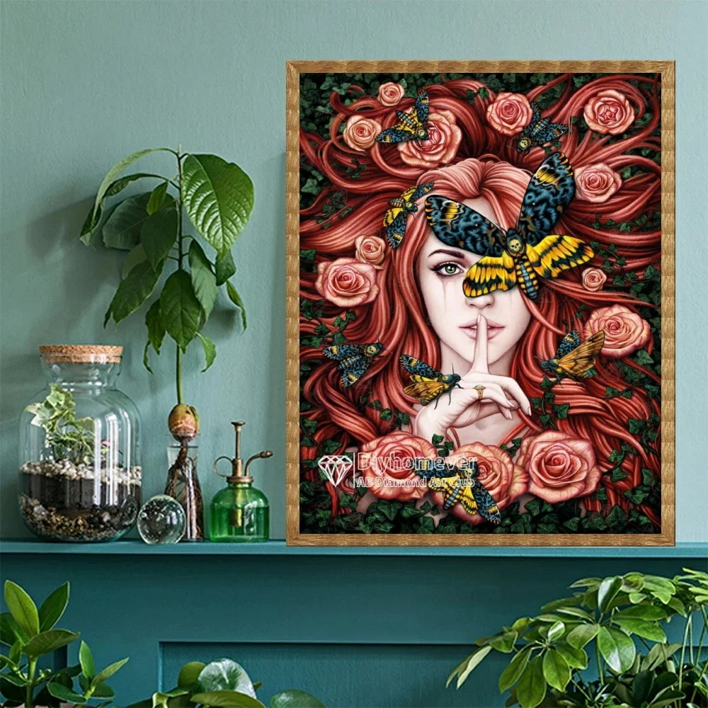 Gothic Dark Woman 5D DIY AB Diamond Painting Embroidery Cross Stitch Mystical Fantasy Art Mosaic Picture Handicraft Home Decor