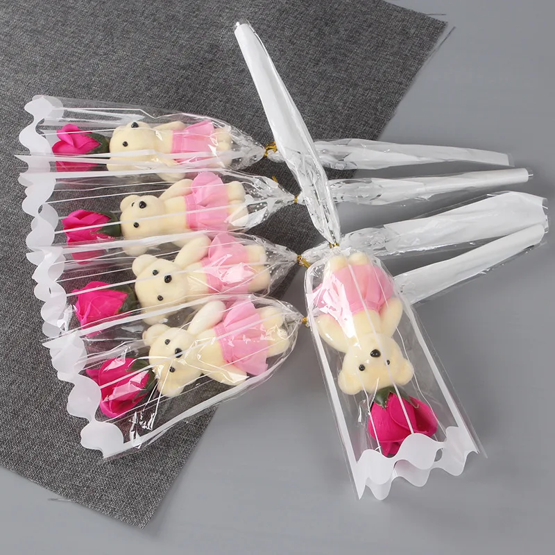 1/3/5 Stück Rosenbär Künstliche Blumensträuße für Valentinstag DIY Geschenk Ornament Hochzeitsdekoration Partyzubehör Heimdekoration – Detail 7