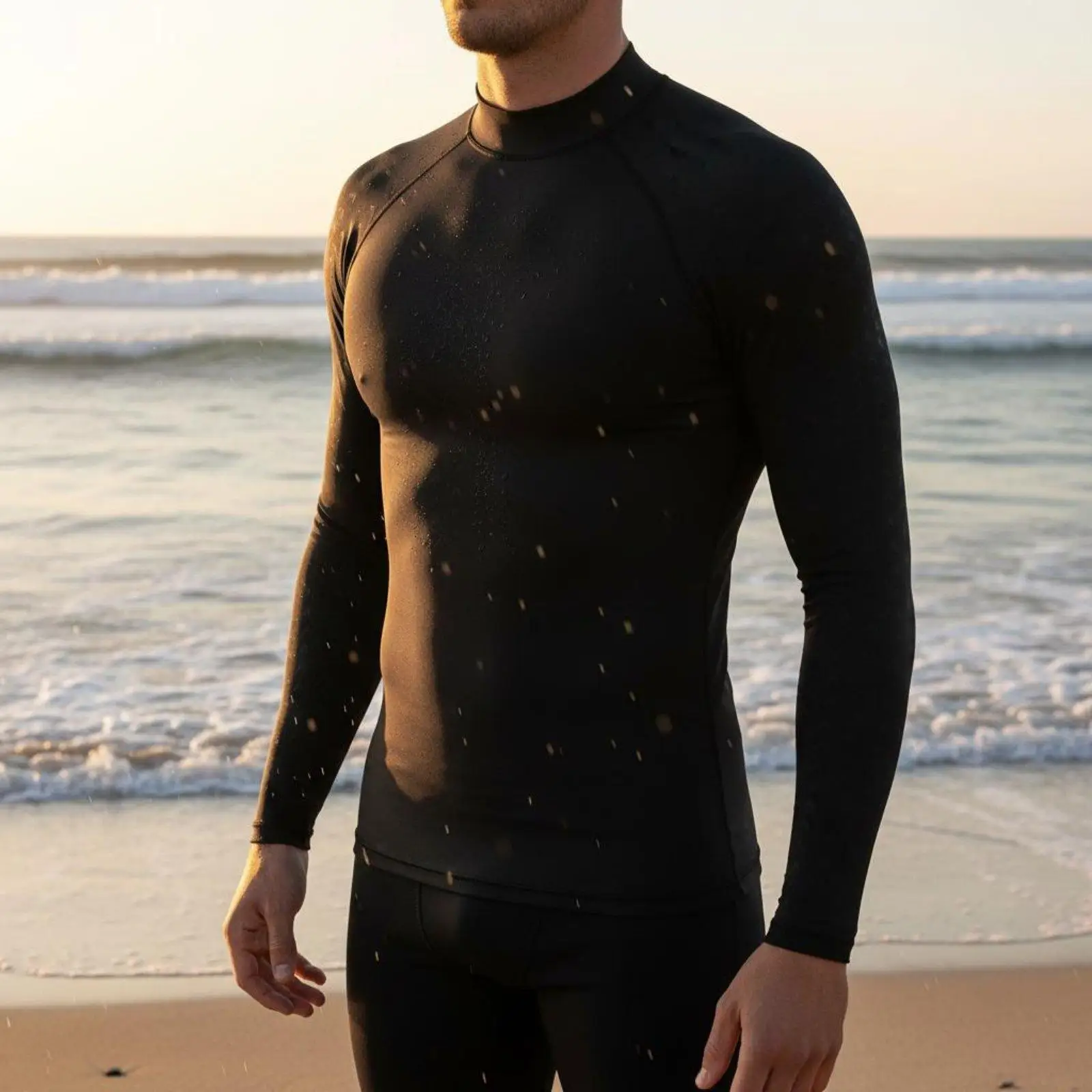 Mens Nylon Spandex Surf Suit 4 Way Stretch Dive Wear Shirt for Swimming Surfing Snorkeling Sailing