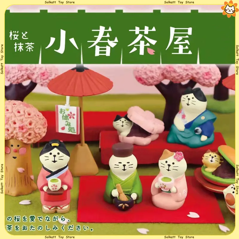 Sakura Figurine Japanese Cat Cherry Blossom Matcha Zakka Miniatures Resin Craft Mini Desk Ornament Home Decor Trendy Toys Gifts
