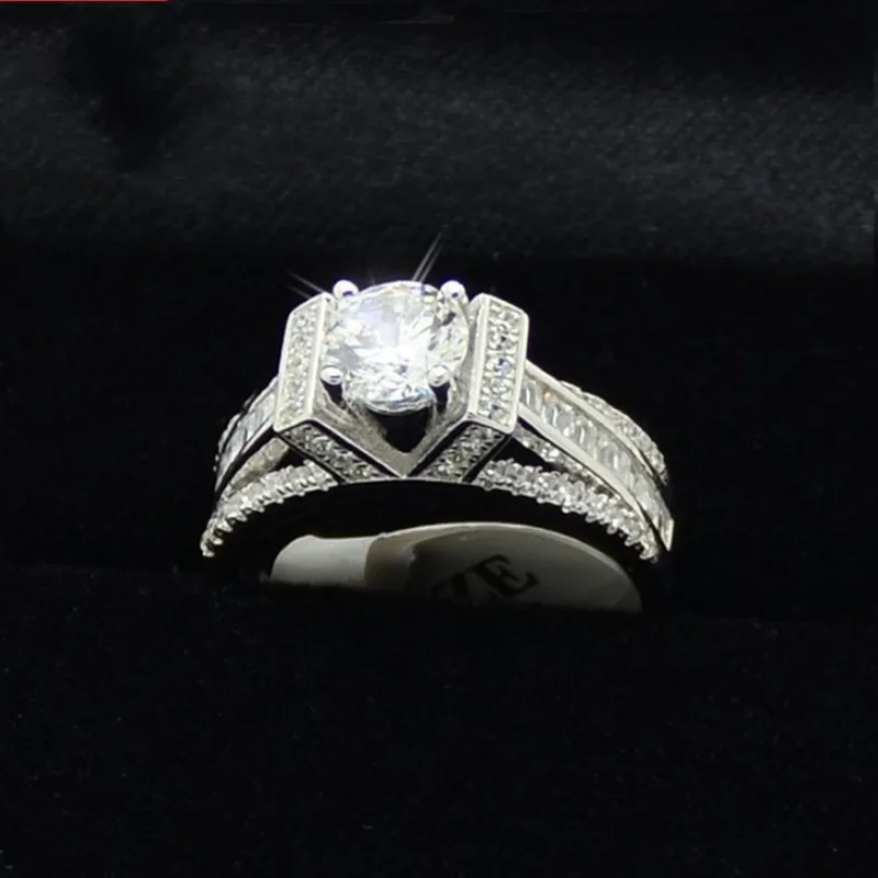 Eiffel Tower Lab Diamond Ring 925 Sterling Silver Engagement Wedding Rings for Women Jewelry Gift