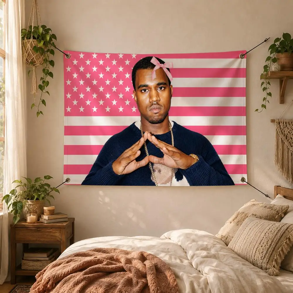 Rapper K-Kanye West Flags Decorative Flag Banner for Outdoor Garden Yard Camping Party Home Wall Hanging Decor