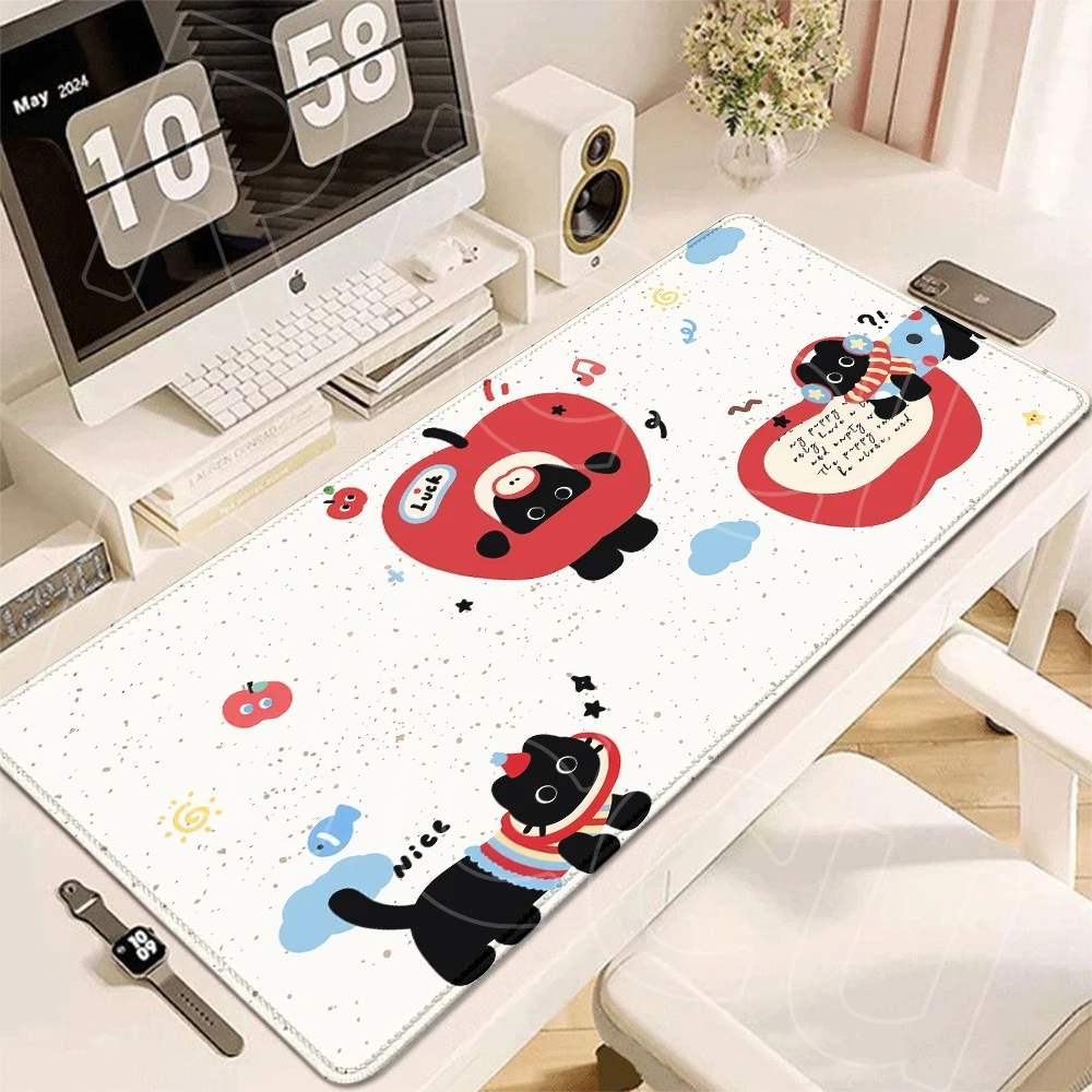 Niedliche schwarze Katzenmuster, großes Mauspad, rutschfeste Gummiunterseite, Mauspad, Anime-Bürotischmatte, Desktop-Zubehör, Spielmatte – Detail 5