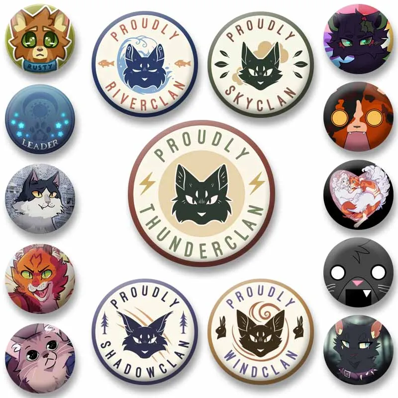 Novel Book Warrior Cats Badge Creative Funny Cartoon Soft Button Pins Animal Icons Brooch Backpack Collar Accessories Toys Gifts