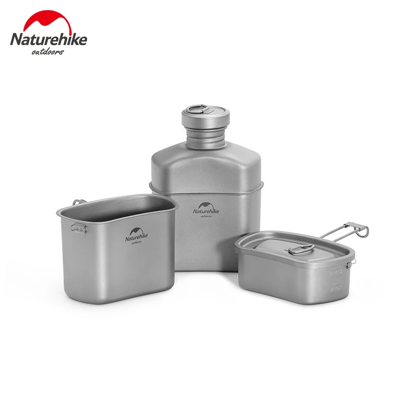 Naturehike 3 in 1 Kettle Set Titanium Pot Ultralight Folding Hanging Pot Picnic Set For Camping Outdoor Hiking Travel NH21CJ004