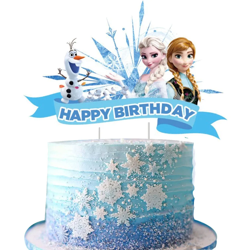 Frozen Anna Elsa Olf Paper Cake Topper Girl Birthday Party Decoration Baby Shower Party Supplies Family Toy Gifts Scene Layout