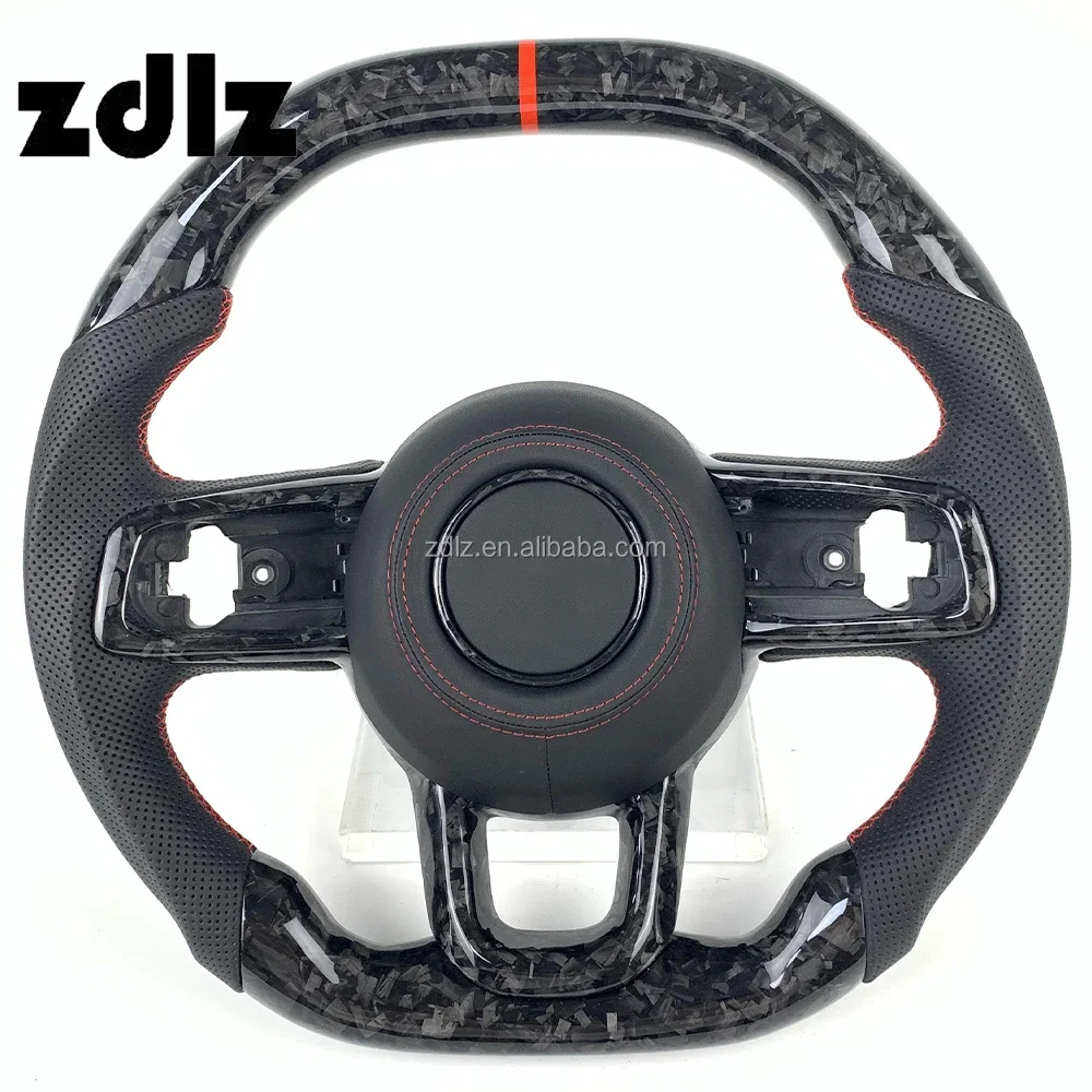 

For JEEP Wrangler JL JK Gladiator Car Interior Accessories Custom Perforated Leather Forged Carbon Fiber Steering Wheel