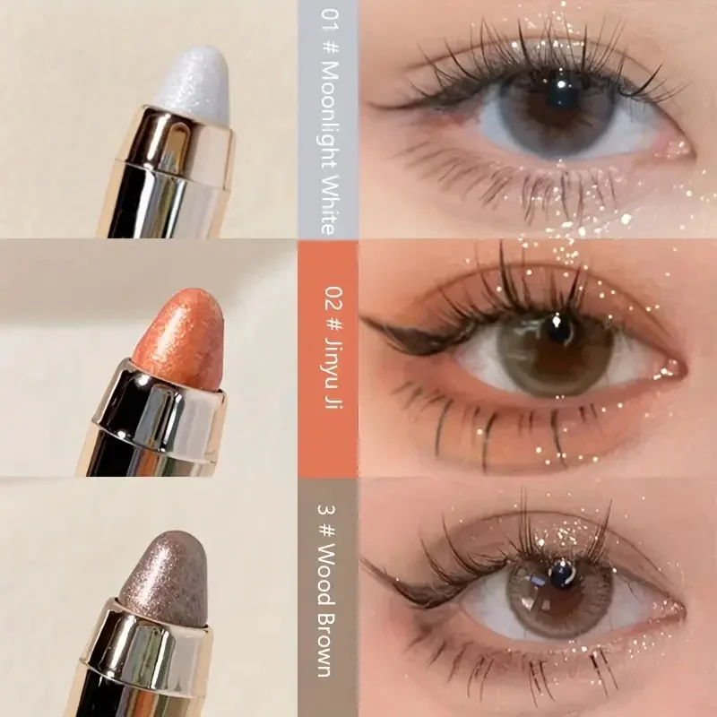 両面アイシャドウ スティック - パールグリッターとマット仕上げのハイライター & ブライトニング ペン