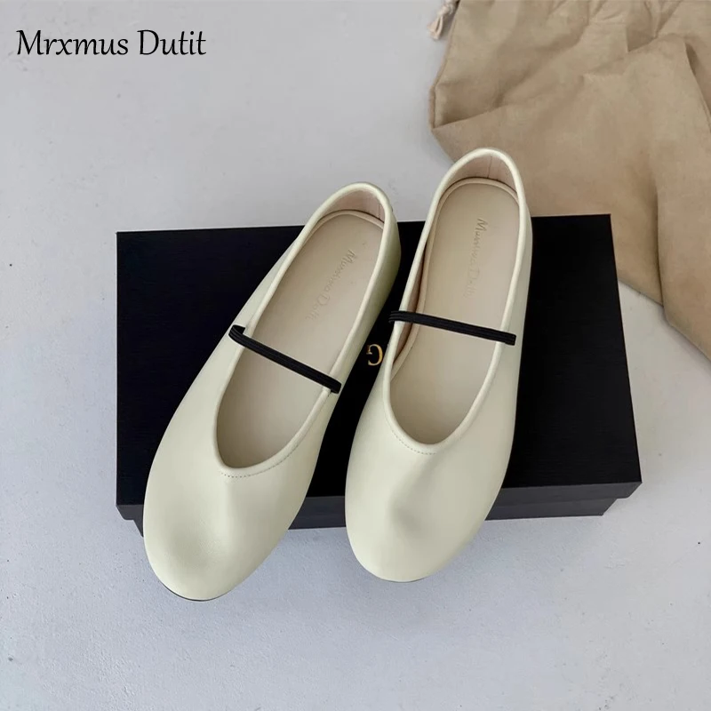 Mrxmus 2024 Spring Summer Fashion New Women Genuine Leather Square Head Shallow Sandals Elegant Simple Casual Shoes Female Chic