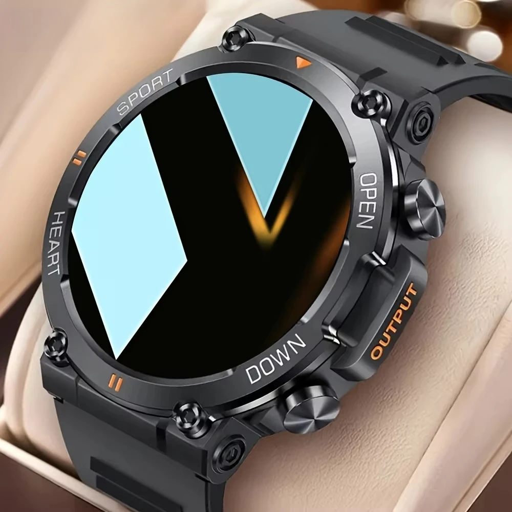 

Men Smart Watch Round Big Screen Wireless Dial Answer Call Fitness Tracker Outdoor Sports Smartwatch for IPhone Android