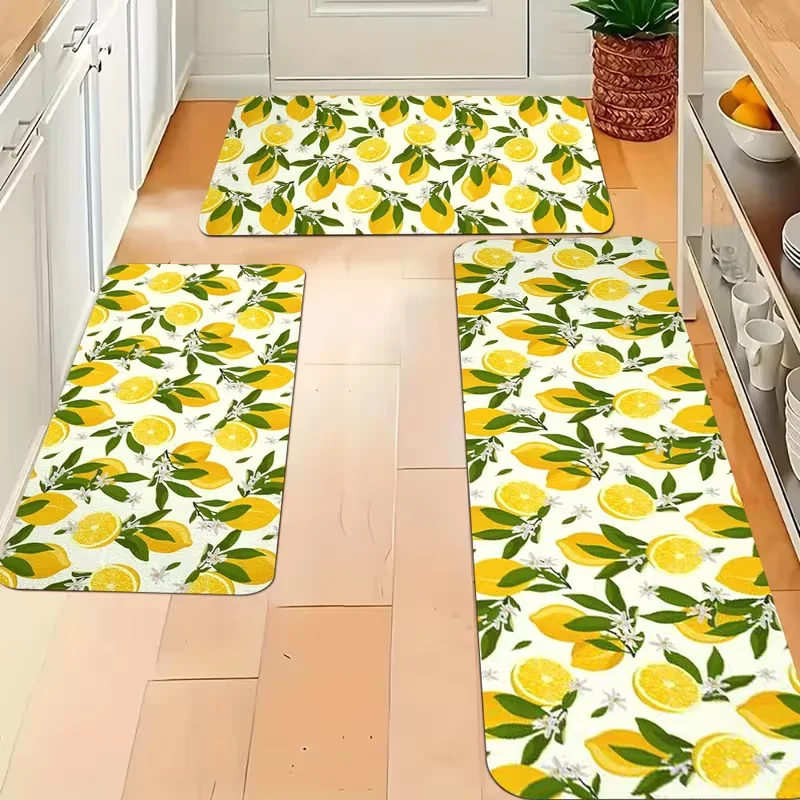 Lemon Printed Kitchen Set Rug, Cozy Household Carpet, Washable, Kitchen Rug,Soft and Comfortable, Suitable for Bedroom