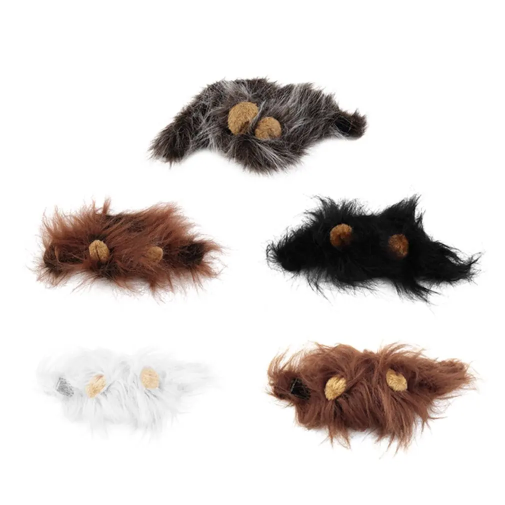 Cute Lion Mane Cat Wig Pet Small Dog Cats Costume Lion Mane Wig Cap Hat for Cat Dogs Fancy Costume Cosplay Toy Pet Supplies M