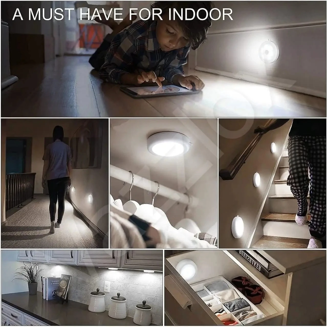 Перезаряжаемый через USB светодиодный ночник, магнитная беспроводная лампа с датчиком движения, теплый белый цвет без мерцания для шкафа-кровати