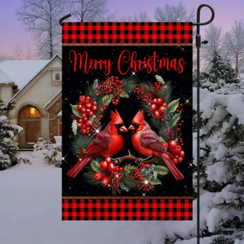Bandera de jardín Cardinal Merry Christmas AAL HHM WZZ