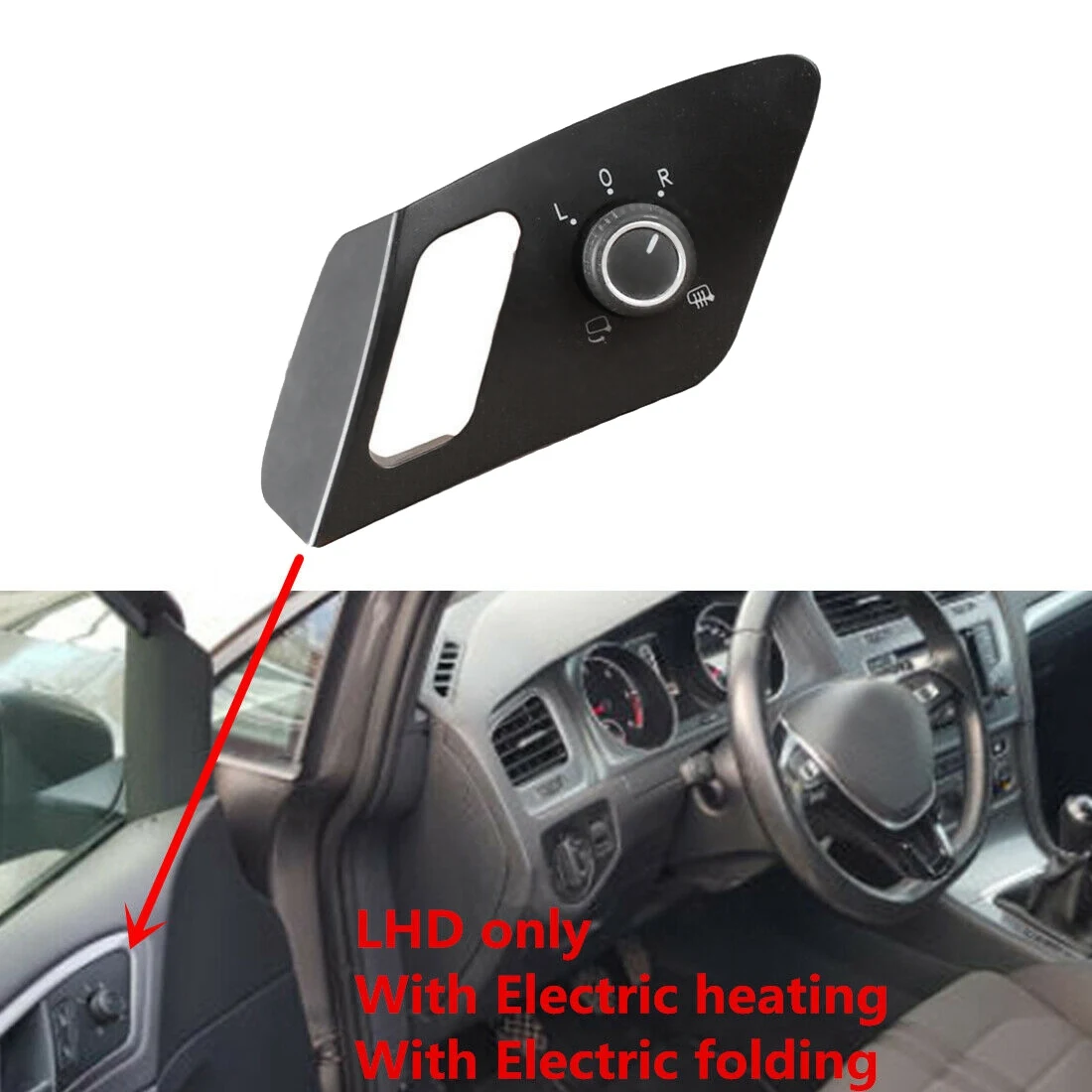 Car Power Heating Folding Rearview Mirror Control Switch Adjust Knob for Golf 7 Mk 7 2015 - 2019 5G0 959