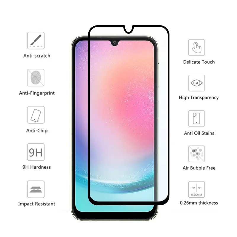 Sale Reinforced Tempered Glass For Samsung galaxy A24 Screen Protector Anti-Scratch 9H Front Glass Film 4PCS